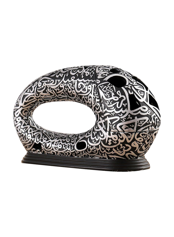 Damanhoor Incense Bakhoor Oud Burner Future Museum For Gift Home Office Yoga Spa, Black/Silver