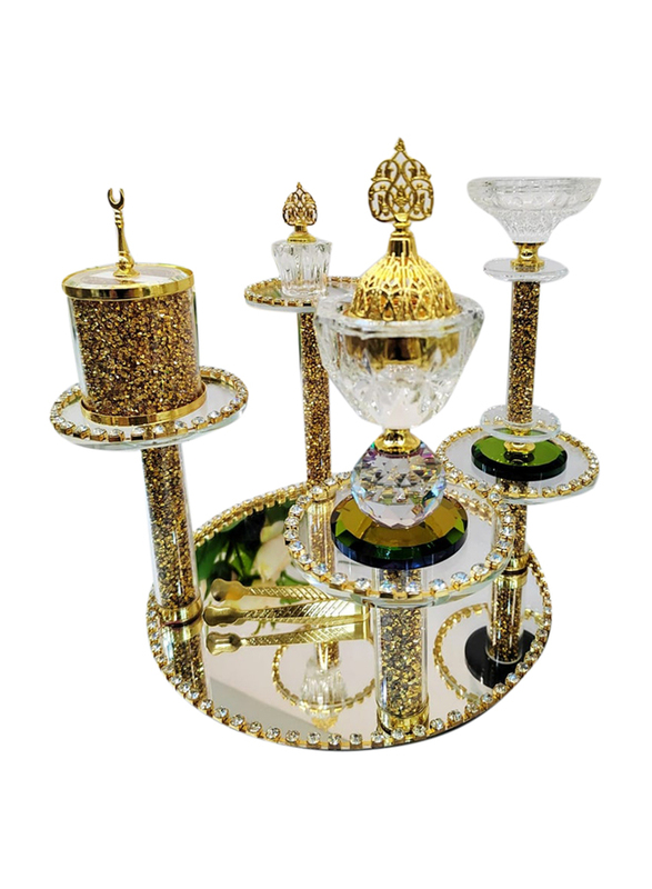 Incense Bakhoor Burner Set, 5 Pieces, Gold