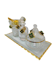 Damanhoor Beautifull Bakhoor Incense Burner Set, 4 Pieces, Clear/Gold