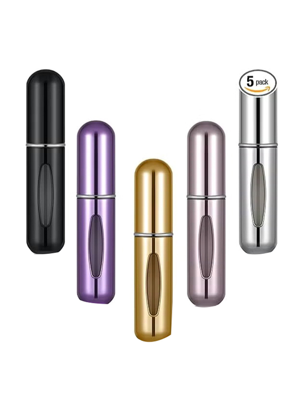 Portable Perfume Refillable Spray Bottle, 5 Pieces, Multicolour