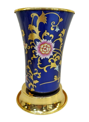 Damanhoor Charcoal Oud Frankincense Glass Incense Bakhoor Burner, Blue/Gold