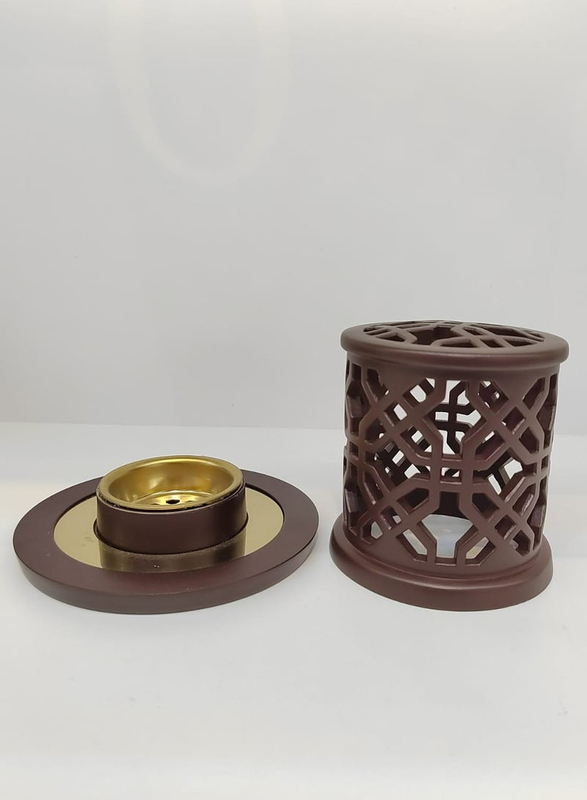 Damanhoor Wooden/Madkhan/Mabkhara Resin Charcoal Incense Bakhoor Burner, Brown