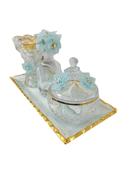 Incense Bakhoor Burner Set, 4 Pieces, Clear/Blue