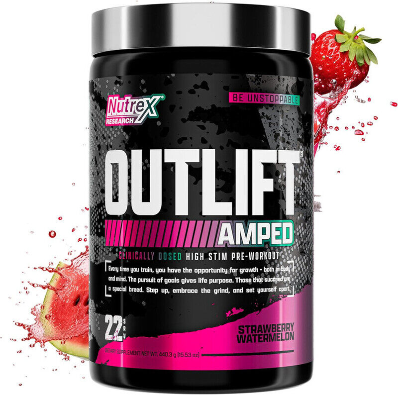 

Nutrex Research Nutrex, Outlift Amped, High Stim Pre Workout, 440g, Strawberry Watermelon, 22 Servings