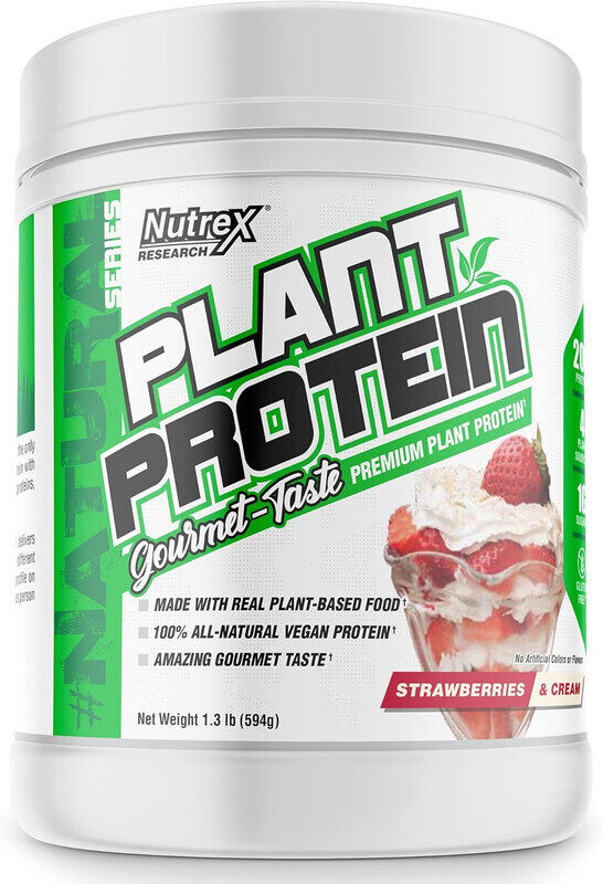 

Nutrex Research Nutrex, Plant Protein, 20g Protein, Gourmet Taste Vegan, Strawberries and Cream, 1.2 Lbs, 18 Servings