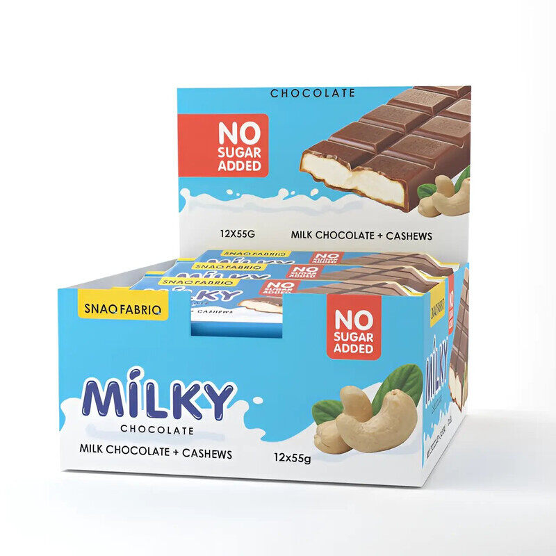 

Snaq Fabriq, Protein Milky Chocolate, Milk Chocolate+Cashews, 12x55g