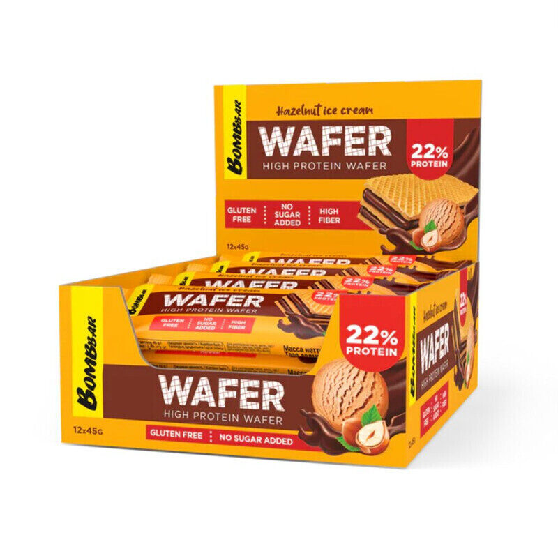 

Bombbar, Glazed Protein Wafer, Hazelnut Ice Cream, 12x45g