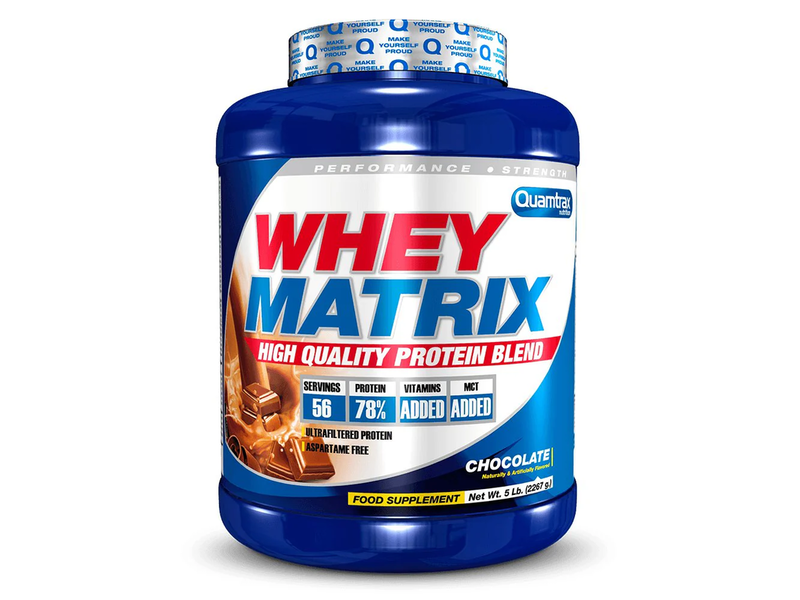 

Quamtrax, Whey Matrix Protein Blend, 31g Protein, 5Lbs, Chocolate, 56 Servings