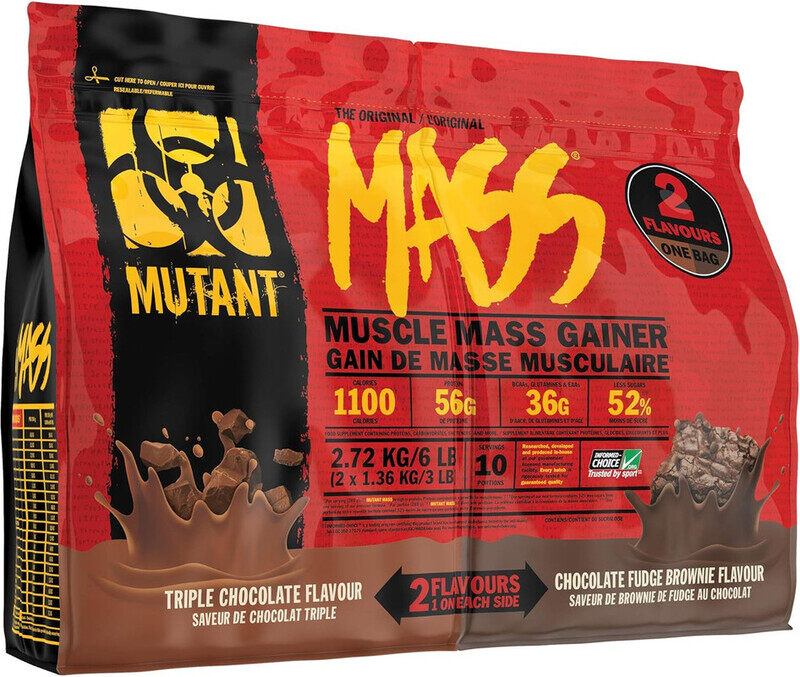 

Mutant, Mass Protein 2 Flavors Pack, Triple Chocolate & Chocolate Fudge Brownie, 6 Lbs, 10 Servings
