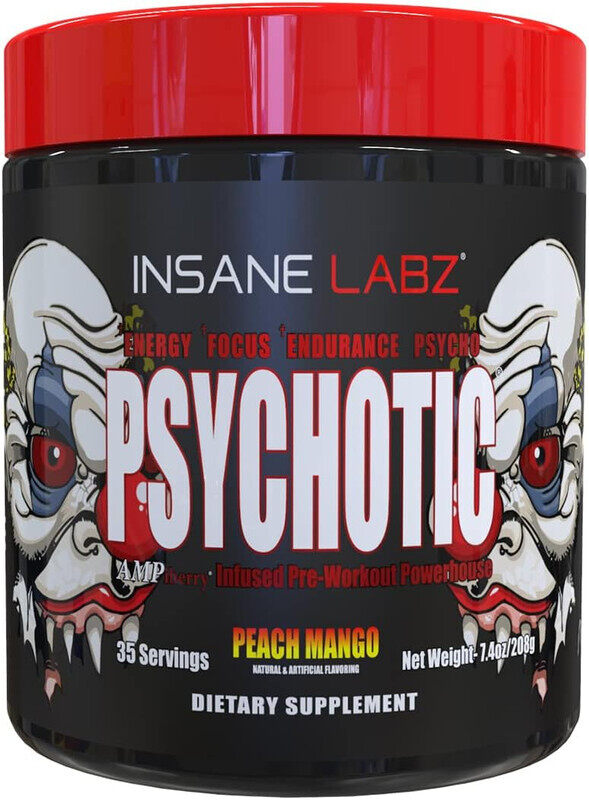 

Insane Labz, Psychotic, Infused Pre Workout, Peach Mango, 208g, 35 Servings