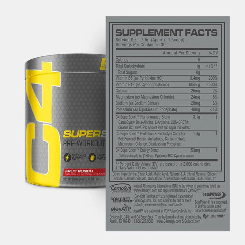 Cellucor C4, Super Sport, 225g, Fruit Punch, 30 Servings