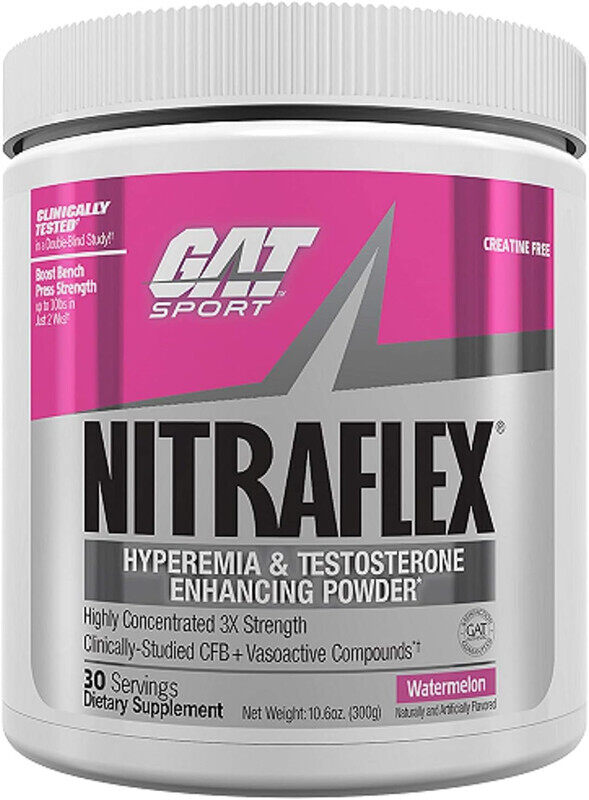 

Gat Sport, Nitraflex, Hyperemia & Testosterone Booster, 300g, Watermelon, 30 Servings