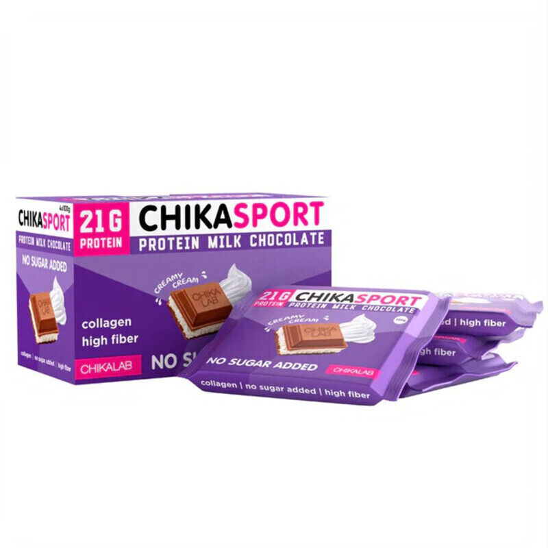 

Chikalab Chikasport, Protein Milk Chocolate, Creamy Cream, 4x100g