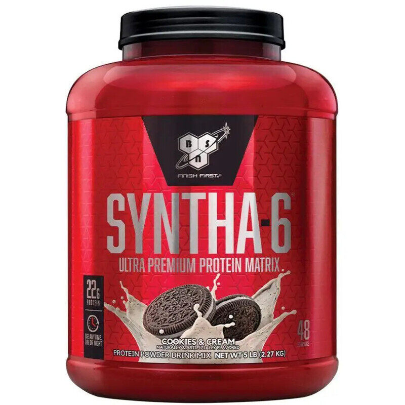 

BSN, Syntha 6, Ultra Premium Whey Protein, 5 Lbs, Cookies & Cream, 48 Servings