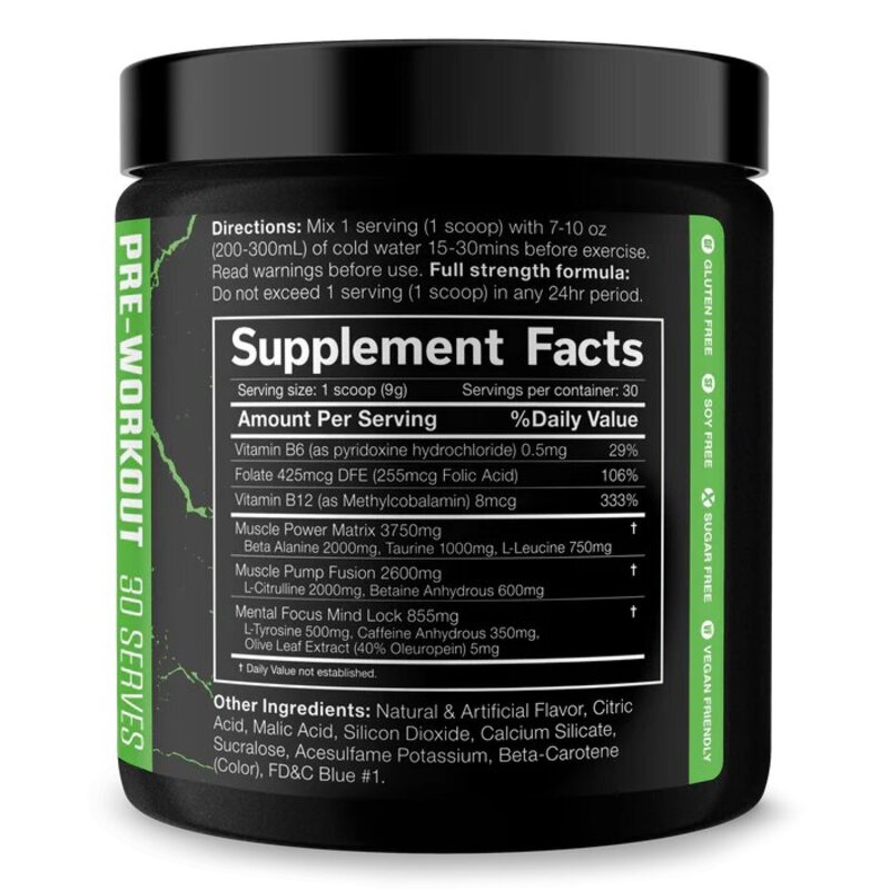 JNX Sports, The Shadow, Pre Workout, Green Apple, 270g, 30 Servings