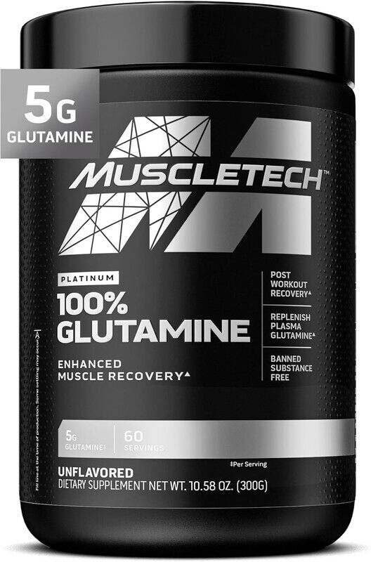 

Muscletech, Platinum 100% Glutamine, Support Muscle Recovery, 300g, Unflavoured, 60 Servings
