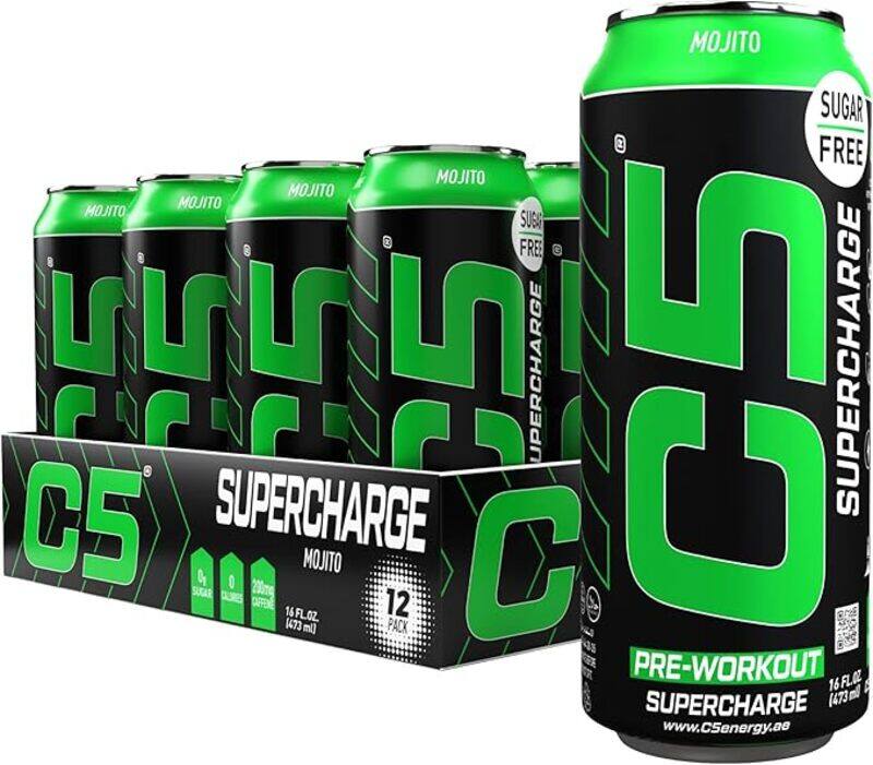 

C5 Energy C5, Energy Drink, Pre Workout, Super Charge, Mojito, 12x473ml