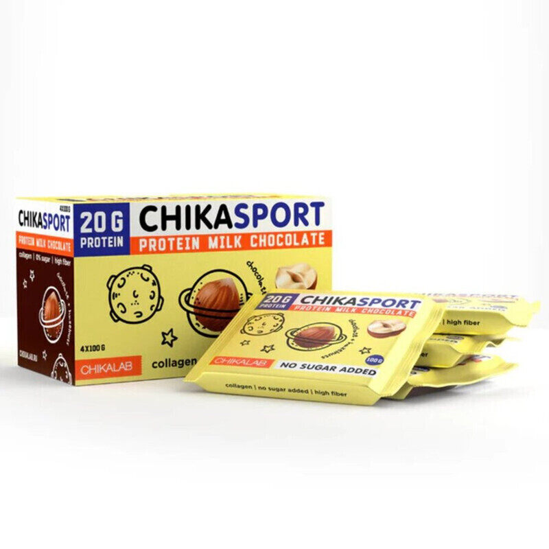 

Chikalab Chikasport, Protein Milk Chocolate, Chocolate N Hazelnuts, 4x100g