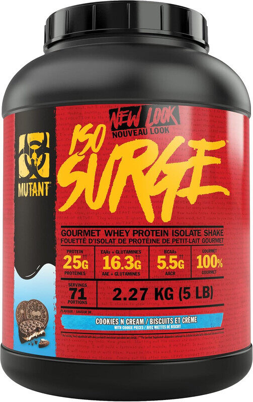 

Mutant, ISO Surge, Whey Protein Isolate, 5Lbs, Cookies N Cream, 71 Servings