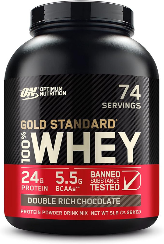 Optimum Nutrition, Gold Standard, 100% Whey Protein , 5LB, Double Rich Chocolate, 74 Servings