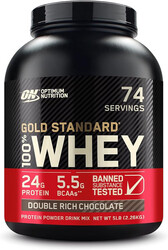 Optimum Nutrition, Gold Standard, 100% Whey Protein , 5LB, Double Rich Chocolate, 74 Servings