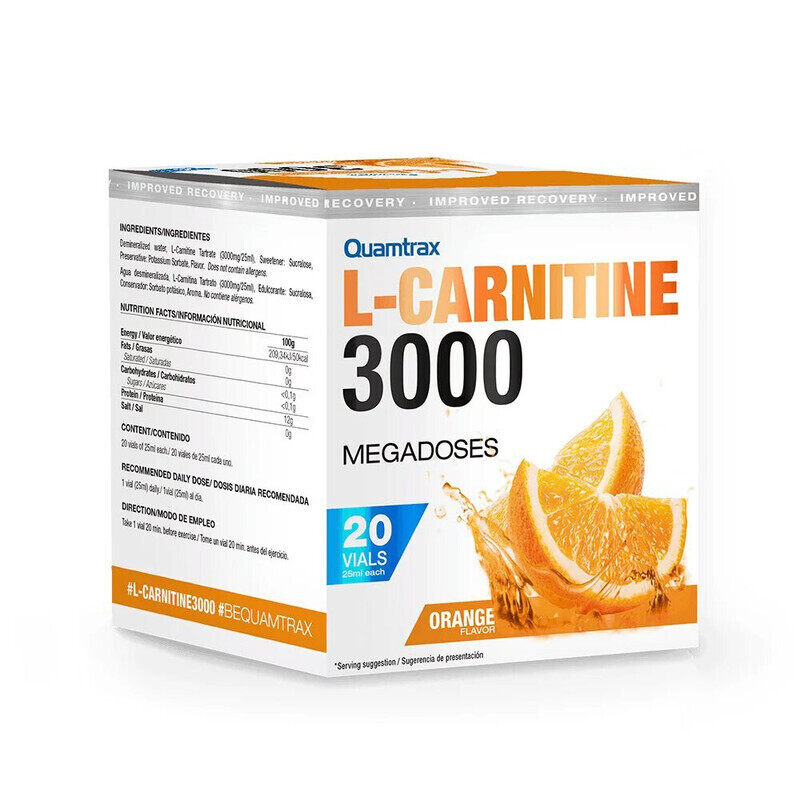 

Quamtrax, L-Carnitine 3000, Orange, 20 Vials, 20 Servings
