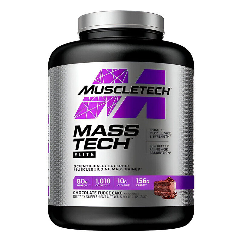 

Muscletech, Mass Tech Elite, Mass Gainer, 80g Protein, 6 Lbs, Chocolate Fudge Cake, 12 Servings
