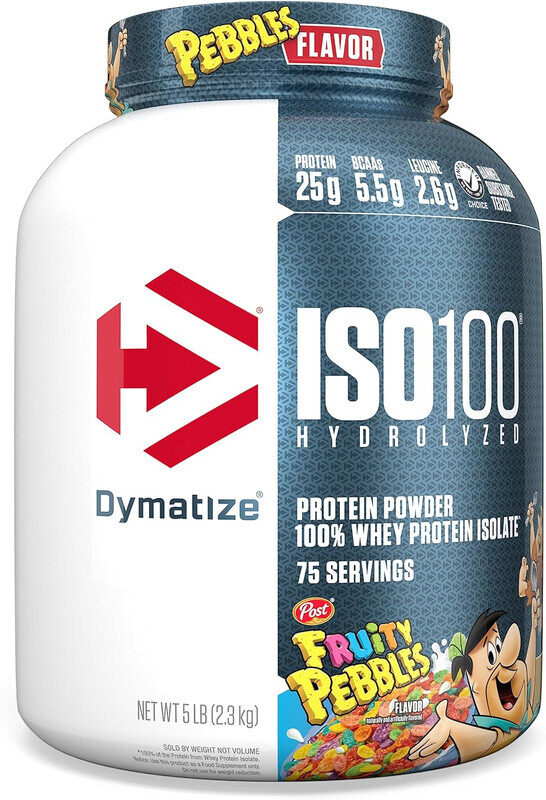 

Dymatize, ISO 100 Protein Powder, Whey Protein Isolate, 5 Lbs, Fruity Pebbles, 76 Servings