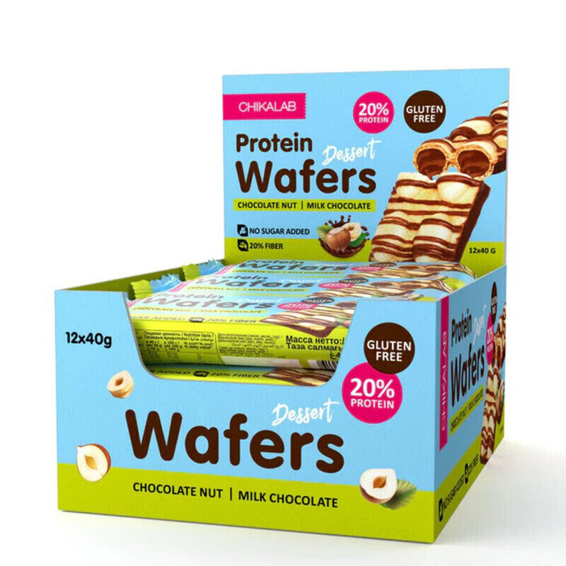 

Chikalabs, Protein Wafers Dessert, Chocolate Nut, 12x40g