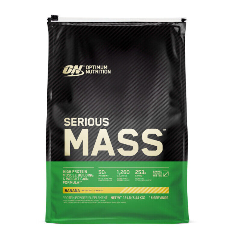 

Optimum Nutrition, Serious Mass, 50g Protein, 12 Lbs, Banana, 16 Servings