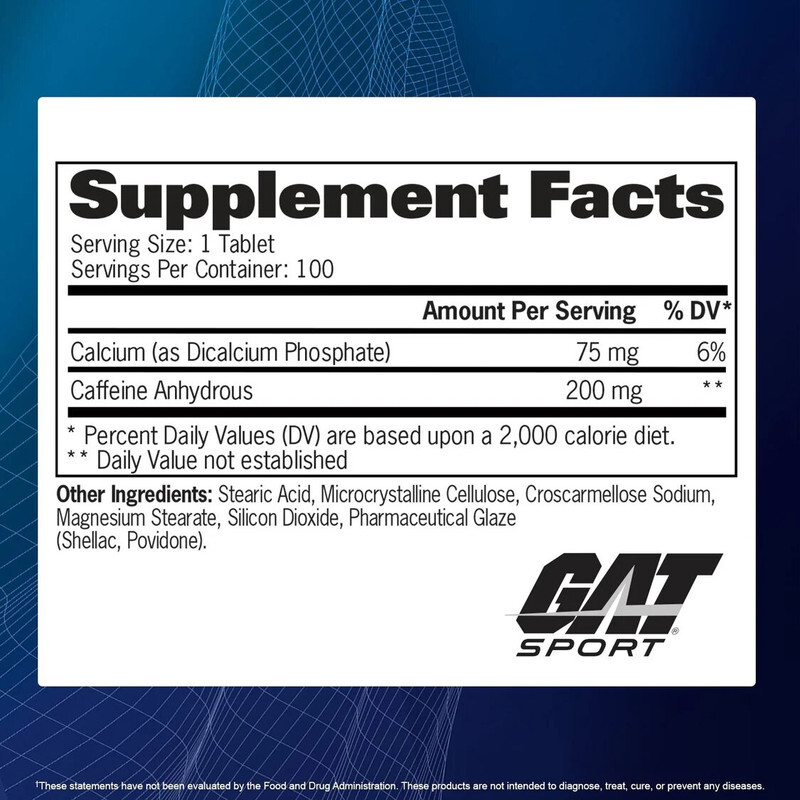 Gat Sport, Caffeine, 100 Tabs