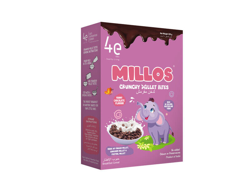 

4e Natura Millos Crunchy Millet Bites with Chocolate Coating 250gm,Gluten Free, No preservatives, NoRefined sugar