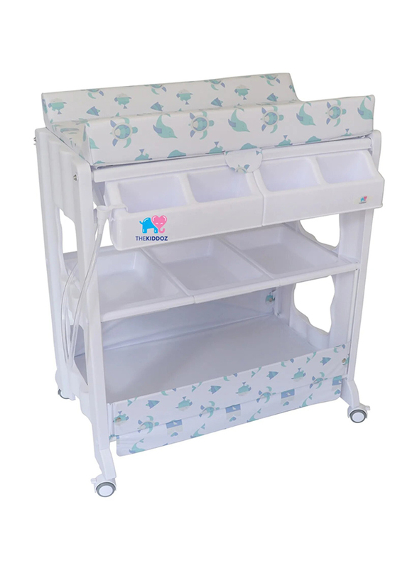 TheKiddoz Animal Design Changing Table with Bathtub, White