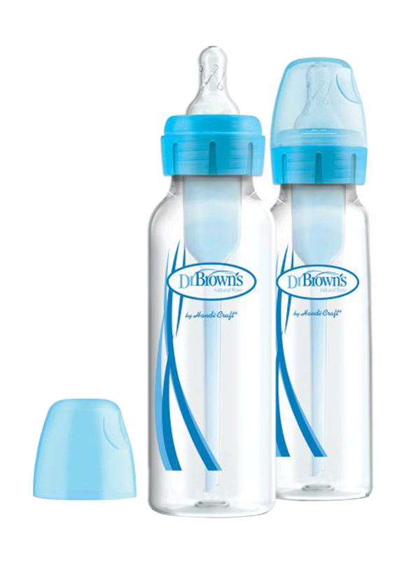 Dr.Browns 2-Piece Options+ PP Narrow Neck Anti-Colic Baby Feeding Bottle Set, 250ml, Blue