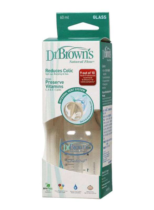 

Dr. Browns Dr.Browns Glass Baby Feeding Bottle, 60ml, Clear