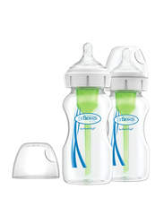 Dr. Browns 2-Piece Options+ PP Wide-Neck Baby Feeding Bottle Set, 270ml, Clear