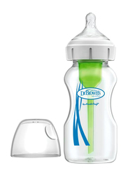Dr. Browns Options+ Wide-Neck Glass Baby Feeding Bottle, 270ml, Clear