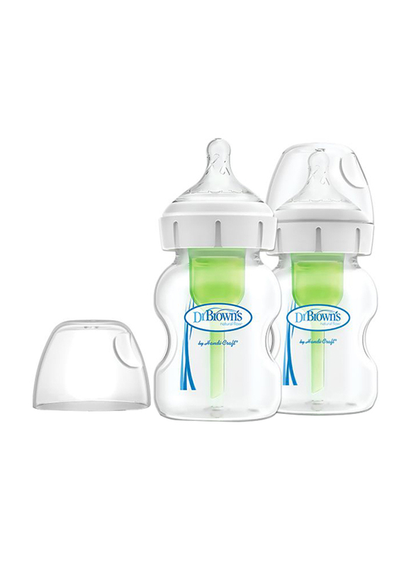 

Dr. Browns 2-Piece Options+ PP Wide-Neck Baby Feeding Bottle Set, 150ml, Clear