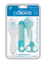 Dr. Browns 4-Piece Baby Care Kit, Brush, Comb, Nasal Aspirator, Nail Scissors, Blue/White