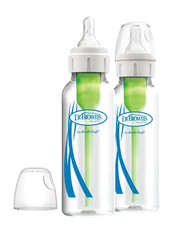 

Dr. Browns 2-Piece Options+ Narrow Neck Anti-Colic Glass Bottle Set, 0+ Months, 250ml, Clear