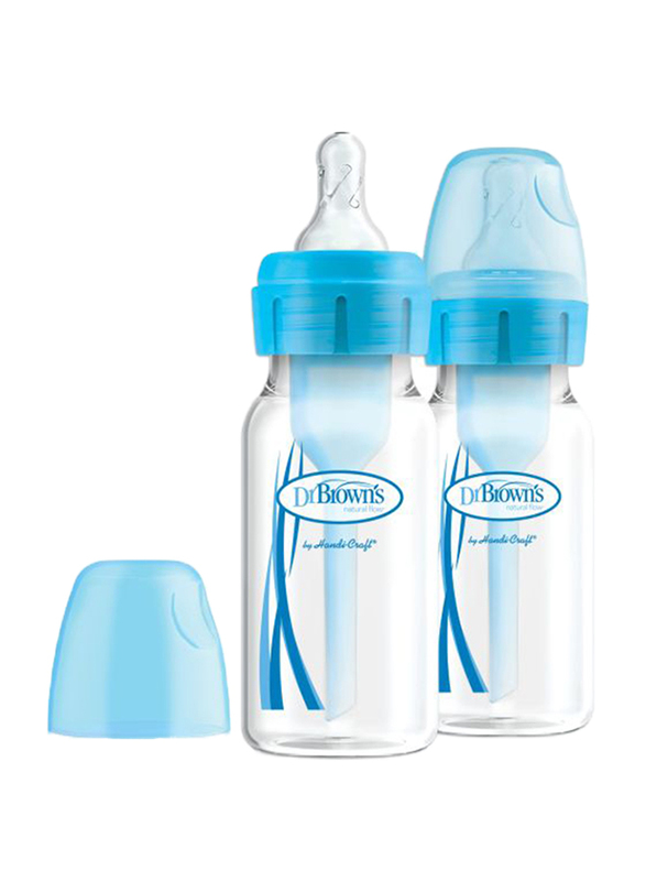 

Dr. Browns Dr.Browns 2-Piece Options+ PP Narrow Neck Baby Feeding Bottle Set, 120ml, Blue