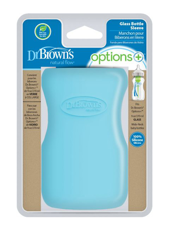 Dr. Browns Wide-Neck Silicone Baby Feeding Bottle Sleeve, 270ml, Blue