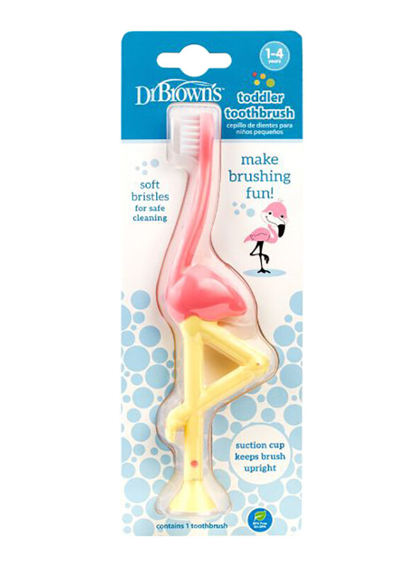 

Dr. Brown's Dr. Browns Toddler Toothbrush for Baby, Flamingo, Red/Yellow