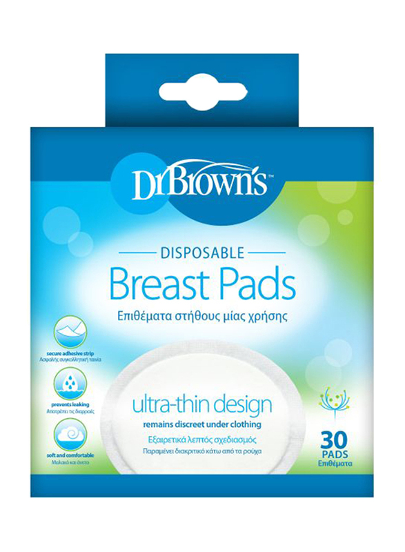 Dr. Browns 30-Piece Disposable Oval Breast Pad Set, White
