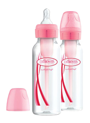Dr.Browns 2-Piece Options+ PP Narrow Neck Anti-Colic Baby Feeding Bottle Set, 250ml, Pink