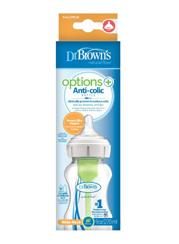 Dr. Browns Options+ PP Wide-Neck Baby Feeding Bottle, 270ml, Clear