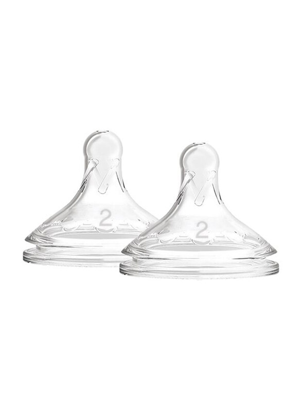

Dr. Browns 2-Piece Options+ Level 2 Wide-Neck Silicone Bottle Nipple Set, Clear