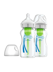 Dr. Browns 2-Piece Options+ Wide-Neck Glass Baby Feeding Bottle Set, 270ml, Clear