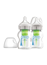 Dr.Browns 2-Piece Options+ Wide Neck Glass Baby Feeding Bottle, 150ml, Clear