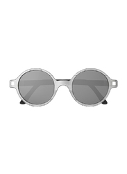 Ki Et La Sun Rozz Full Rim Round Sunglasses for Kids, Grey Lens, 6-9 Years, Size 5, Stripe, Black/White